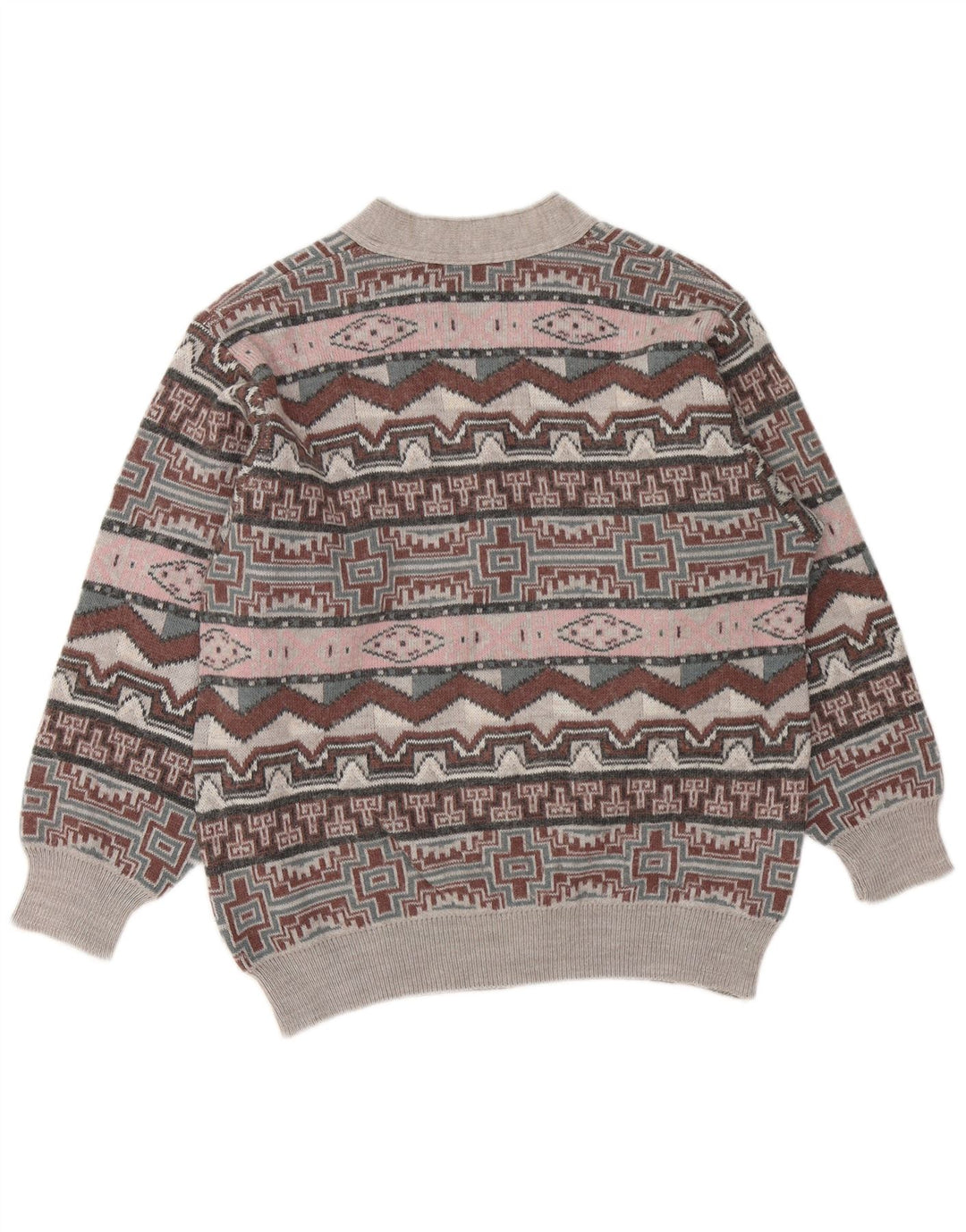 Ανδρικό πουλόβερ με λαιμόκοψη VNTAGE Μεσαίου Γκρι γεωμετρικό