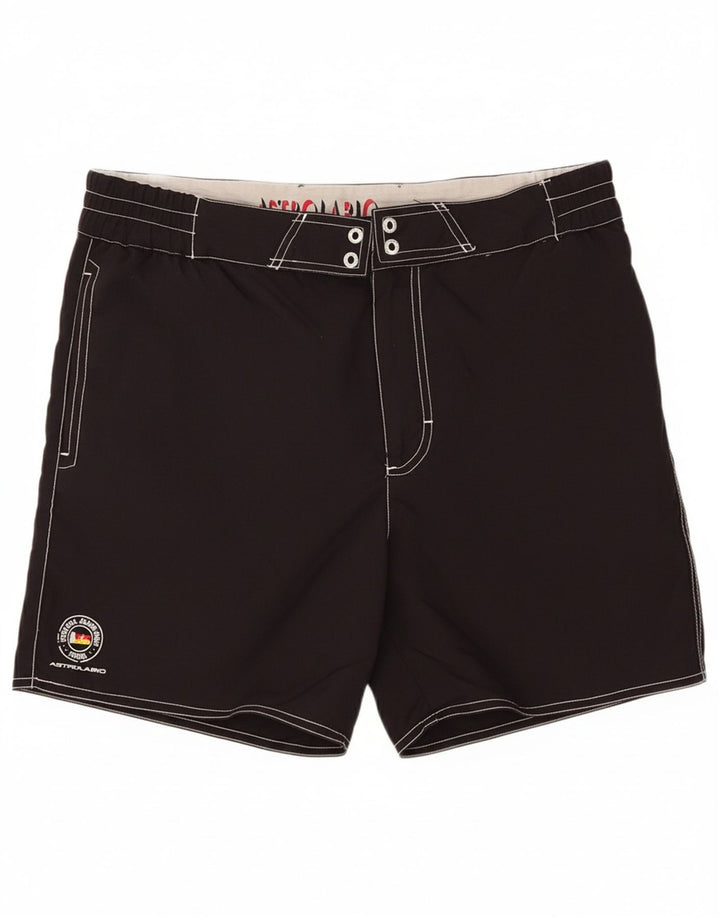 ASTROLABIO Mens Graphic Swimming Shorts Medium  Black Polyamide