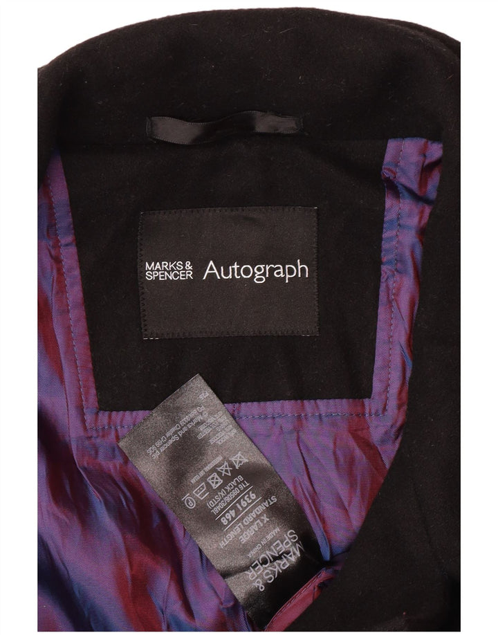 MARKS & SPENCER Ανδρικό αυτόγραφο Pea Coat UK 42 XL Μαύρο Μαλλί