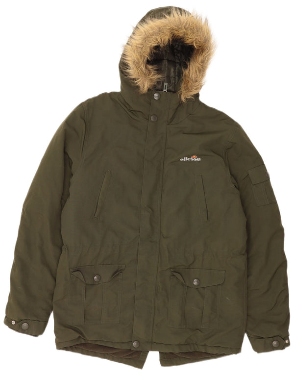Ellesse Ανδρικό μπουφάν Parka με κουκούλα UK 38 Medium Khaki Nylon