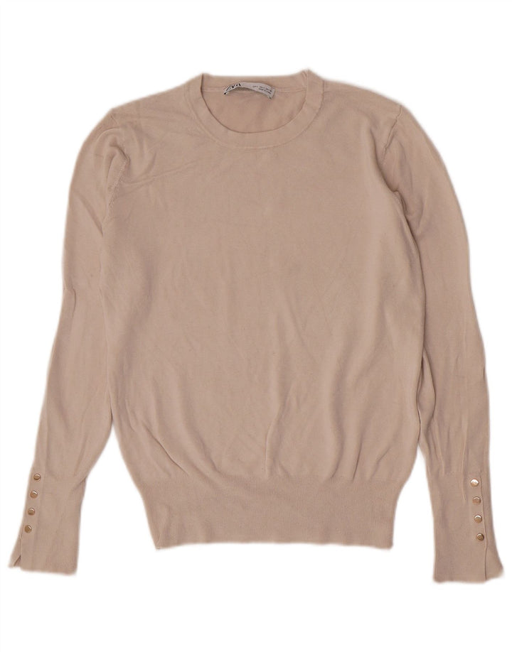 Zara Γυναικείο πουλόβερ με λαιμόκοψη UK 14 Large Beige