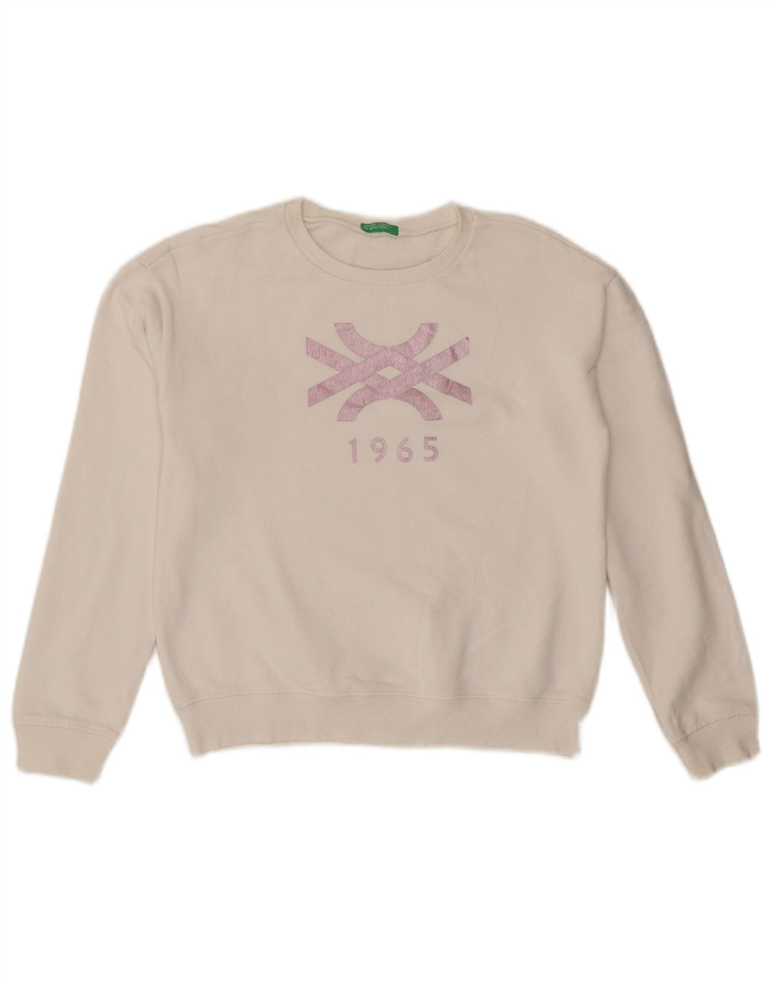 Γυναικεία γραφική φούτερ Benetton Jumper UK 10 Small White