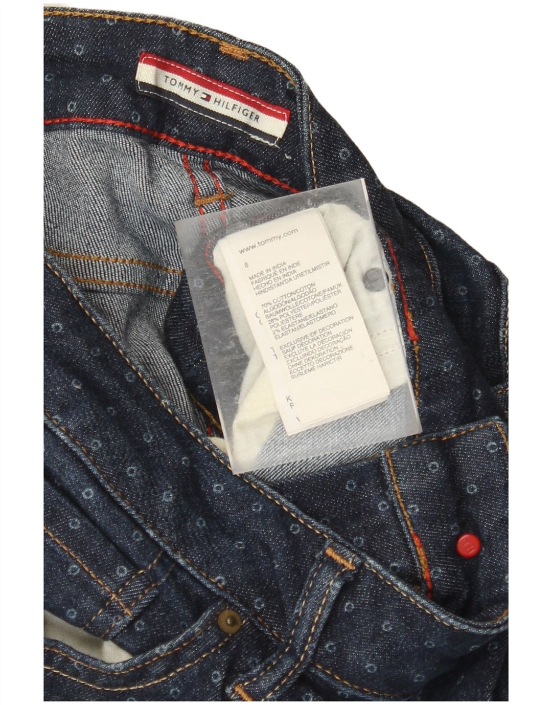 Γυναικείο καθημερινό παντελόνι TOMMY HILFIGER US 8 Medium W30 L30 με μπλε στίγματα