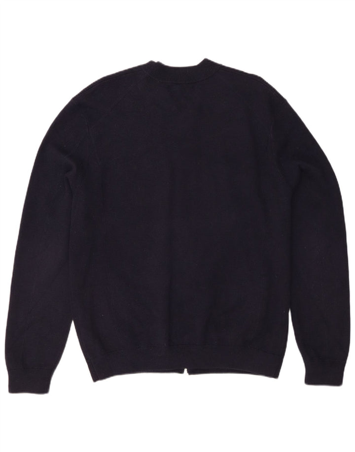 Marks & Spencer Ανδρική ζακέτα πουλόβερ Μεγάλο Navy Blue από βαμβάκι