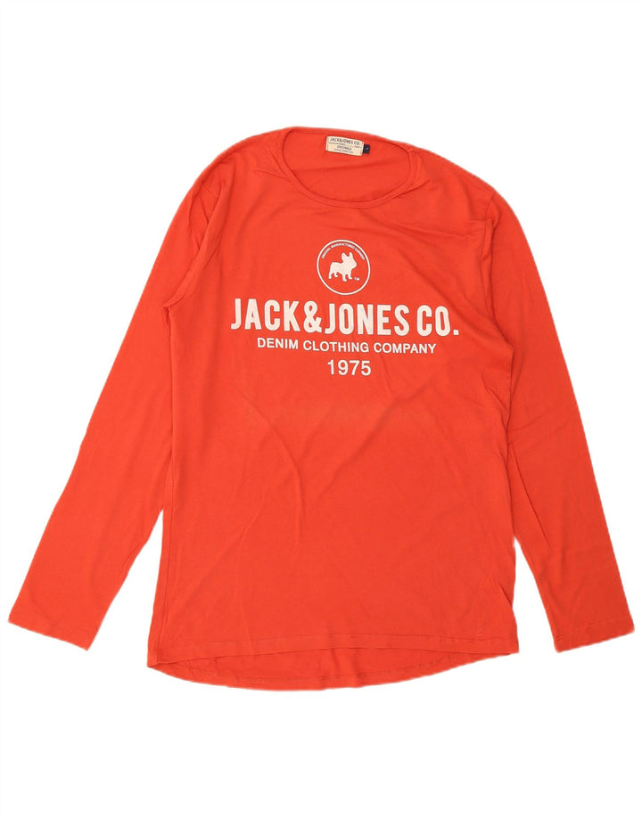 JACK & JONES Ανδρικό γραφικό τοπ μακρυμάνικο μεγάλο πορτοκαλί βαμβακερό