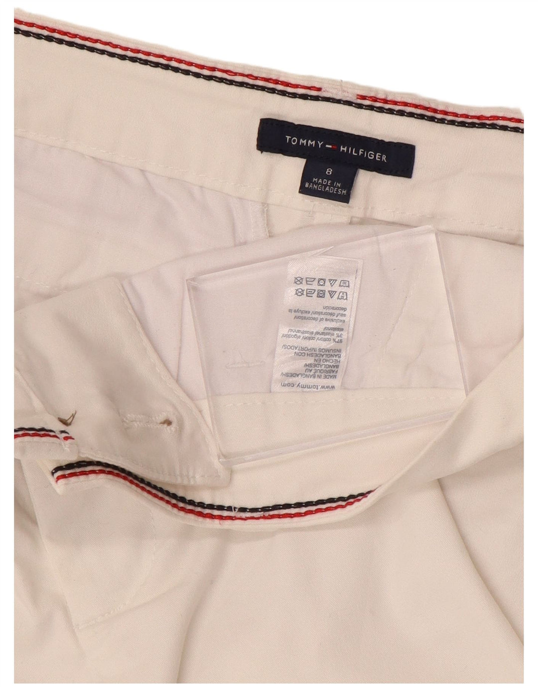 TOMMY HILFIGER Γυναικείο Slim παντελόνι Chino US 8 Medium W30 L29 Λευκό βαμβακερό