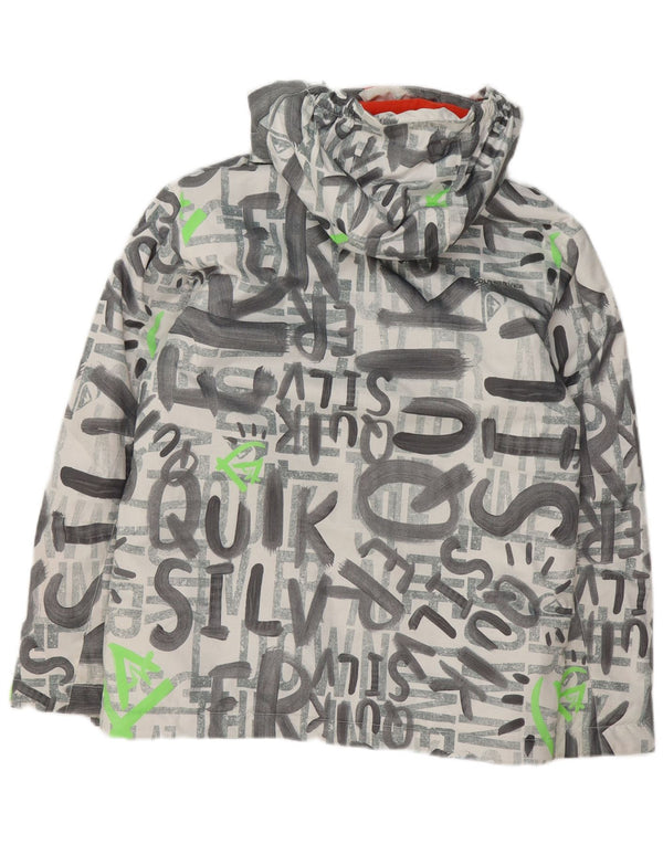Quiksilver Boys Graphic Hooded Ski Jacket 13-14 Years Large Grey Polyester