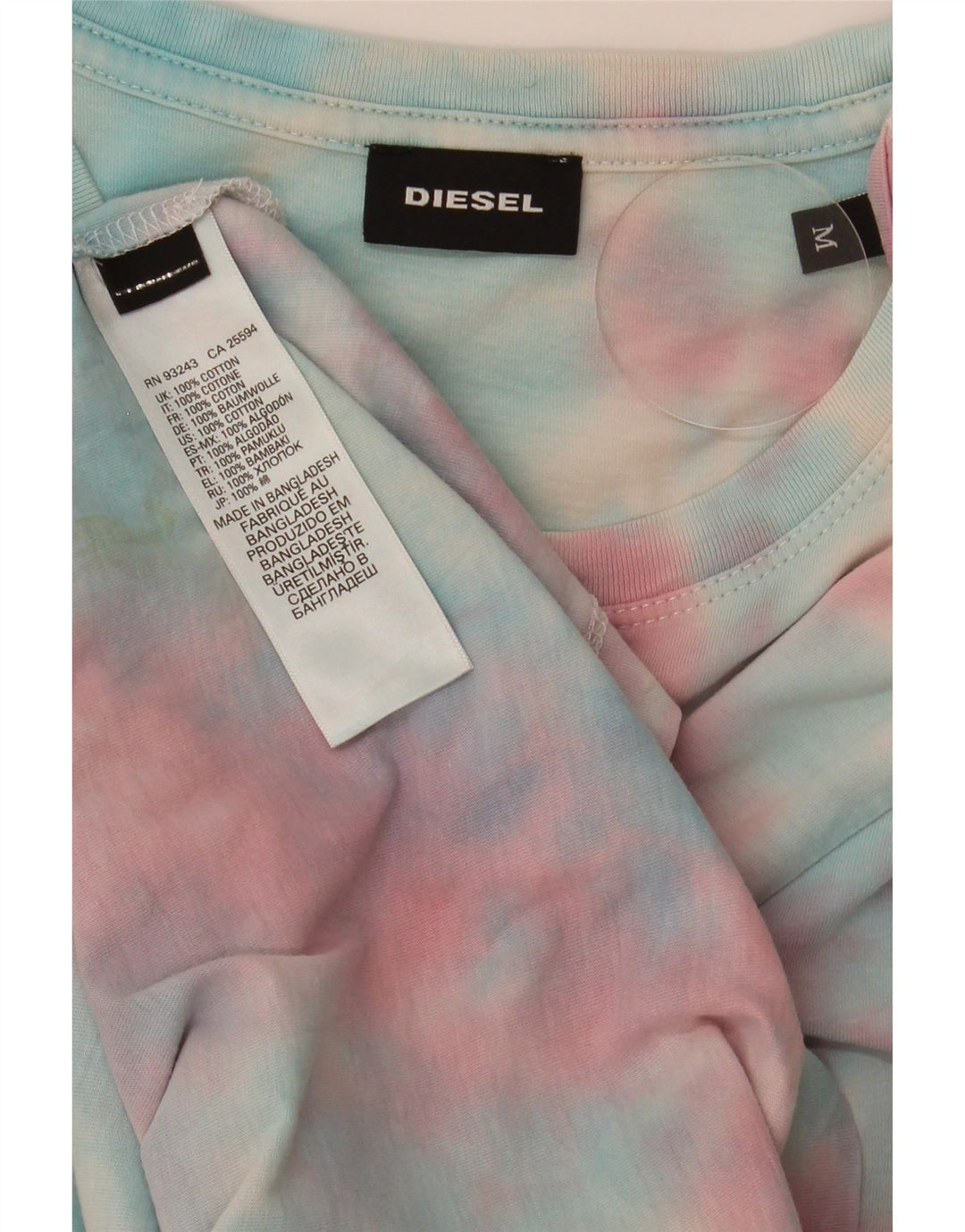 Ανδρικό γραφικό T-Shirt Diesel Top Medium Πολύχρωμο Tie Dye Cotton
