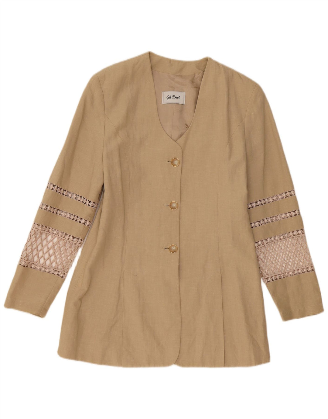 Gil Bret Γυναικείο σακάκι 3 κουμπιών UK 12 Medium Beige Λευκό