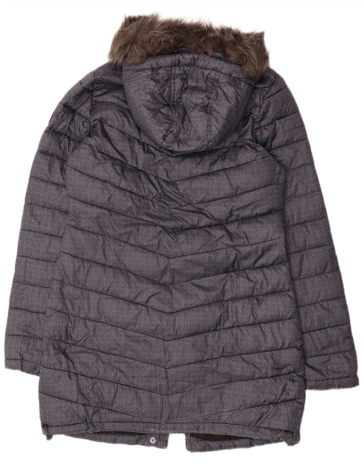 SUPERDRY Γυναικείο παλτό με κουκούλα με επένδυση UK 12 μεσαίο μπλε πολυεστέρας