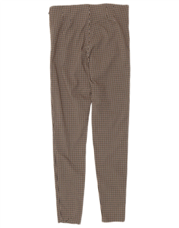 Zara Γυναικείο Skinny Παντελόνι Μεσαίο W28 L28 Καφέ Gingham