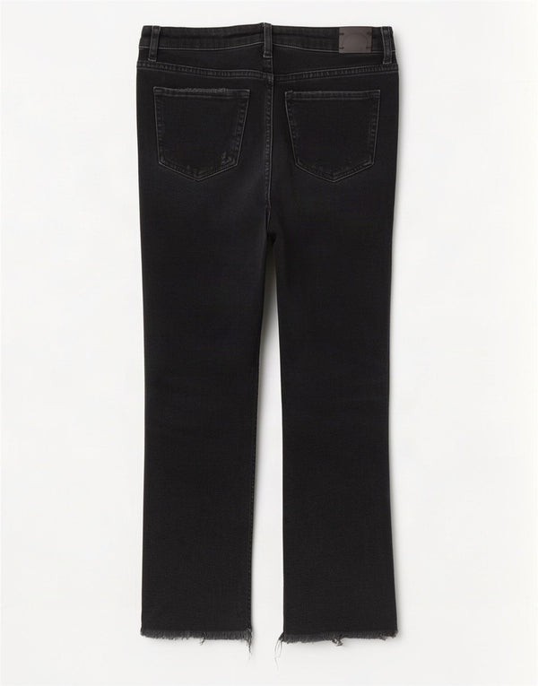 Zara Γυναικείο τζιν ίσιο ταλαιπωρημένο EU 38 Small W28 L26 Μαύρο