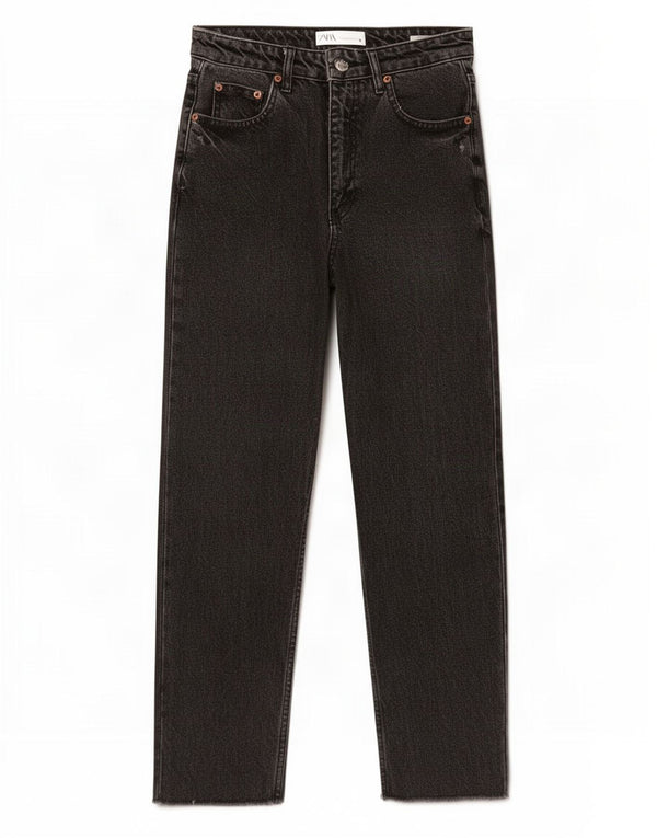 Zara Γυναικεία μαμά ψηλόμεση τζιν EU 36 XS W26 L25 μαύρο βαμβακερό