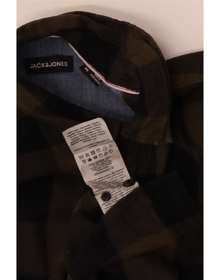 Ανδρικό φανελένιο πουκάμισο Jack & Jones από μεσαίο χακί βαμβακερό Gingham