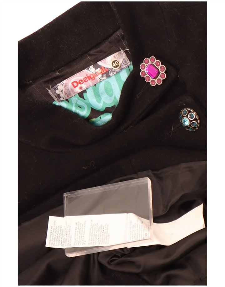 Γυναικείο παλτό γραφικό Desigual EU 40 Μεσαίο μαύρο γεωμετρικό μαλλί