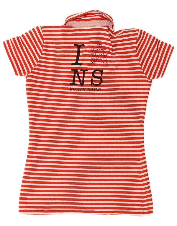 NORTH SAILS Γυναικείο γραφικό πόλο μπλουζάκι UK 10 Small Red ριγέ