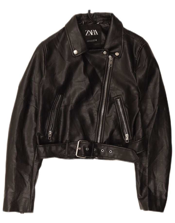 Zara Γυναικείο Biker Jacket UK 12 Medium Black