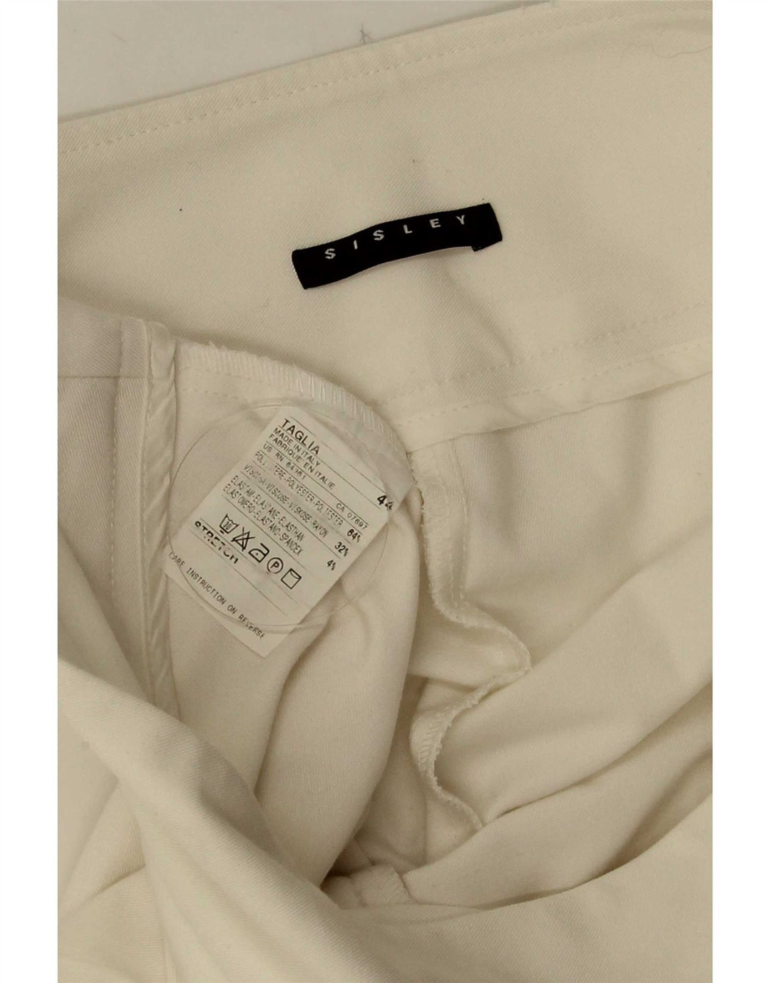 Sisley Γυναικείο Flare Casual Παντελόνι IT 44 Medium W30 L32 Λευκό Πολυεστέρας
