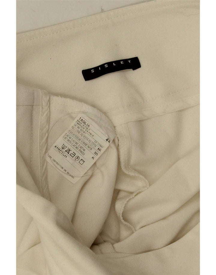 Sisley Γυναικείο Flare Casual Παντελόνι IT 44 Medium W30 L32 Λευκό Πολυεστέρας