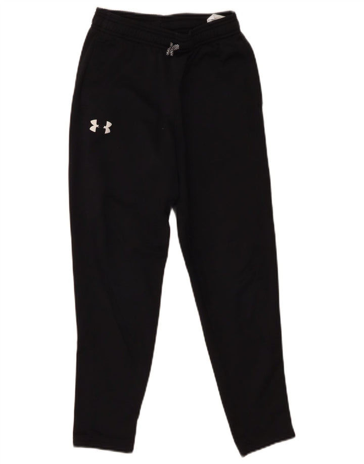 UNDER ARMOUR Boys Fitted Tracksuit Trousers 9-10 Years Medium Black