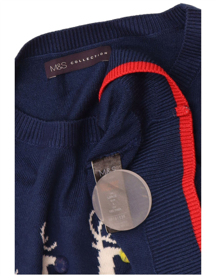 MARKS & SPENCER Γυναικείο πουλόβερ με λαιμόκαυστο UK 16 Large Navy Blue