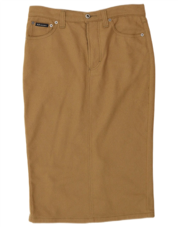 Dolce & Gabbana Γυναικεία Pencil Φούστα IT 44 Medium W30 Μπεζ μαλλί