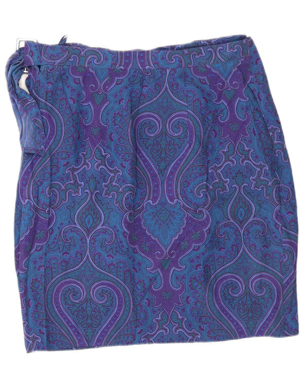 Γυναικεία Wrap Φούστα VINTAGE EU 40 Medium W30 Blue Paisley Silk