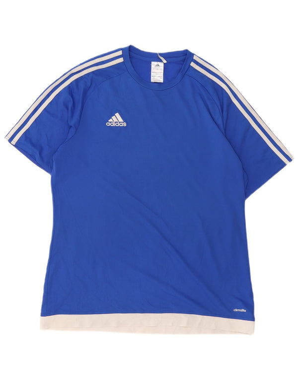 Ανδρικό T-Shirt Climalite ADIDAS Top Large Blue Colorblock Πολυεστέρας