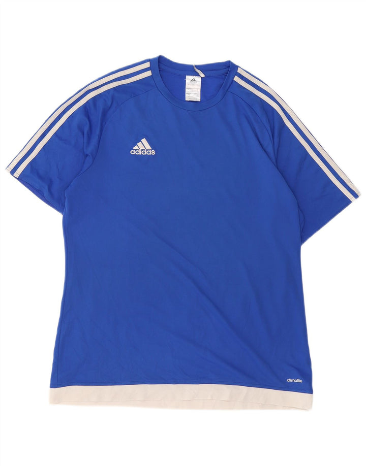 Ανδρικό T-Shirt Climalite ADIDAS Top Large Blue Colorblock Πολυεστέρας