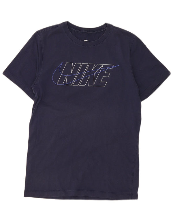 Ανδρικό γραφικό μπλουζάκι Nike, μικρό βαμβακερό μπλε ναυτικό