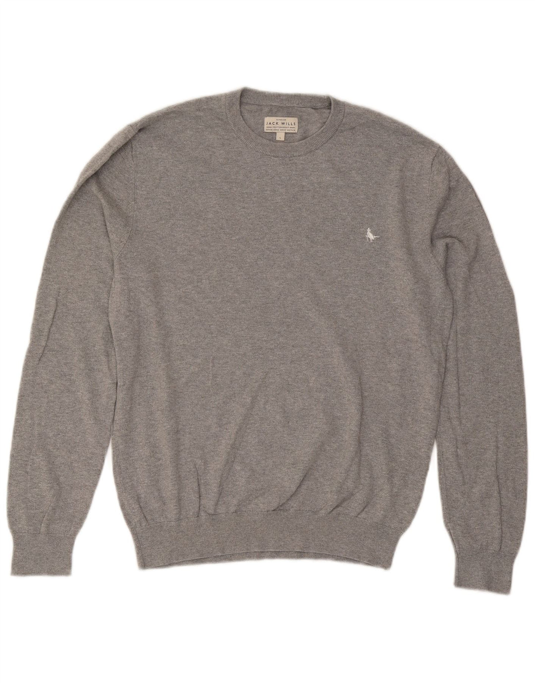 Jack Wills Ανδρικό πουλόβερ με λαιμόκοψη μεγάλο γκρι βαμβακερό