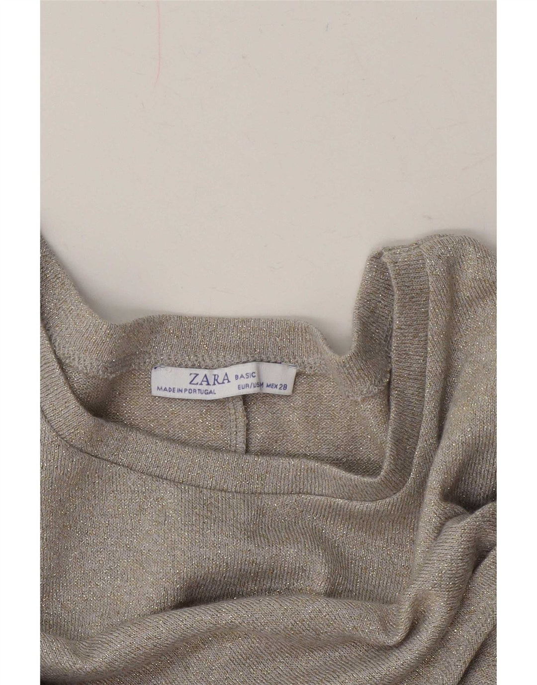 Zara Γυναικεία Crop Oversized Μπλούζα Τοπ UK 14 Medium Beige Flecked