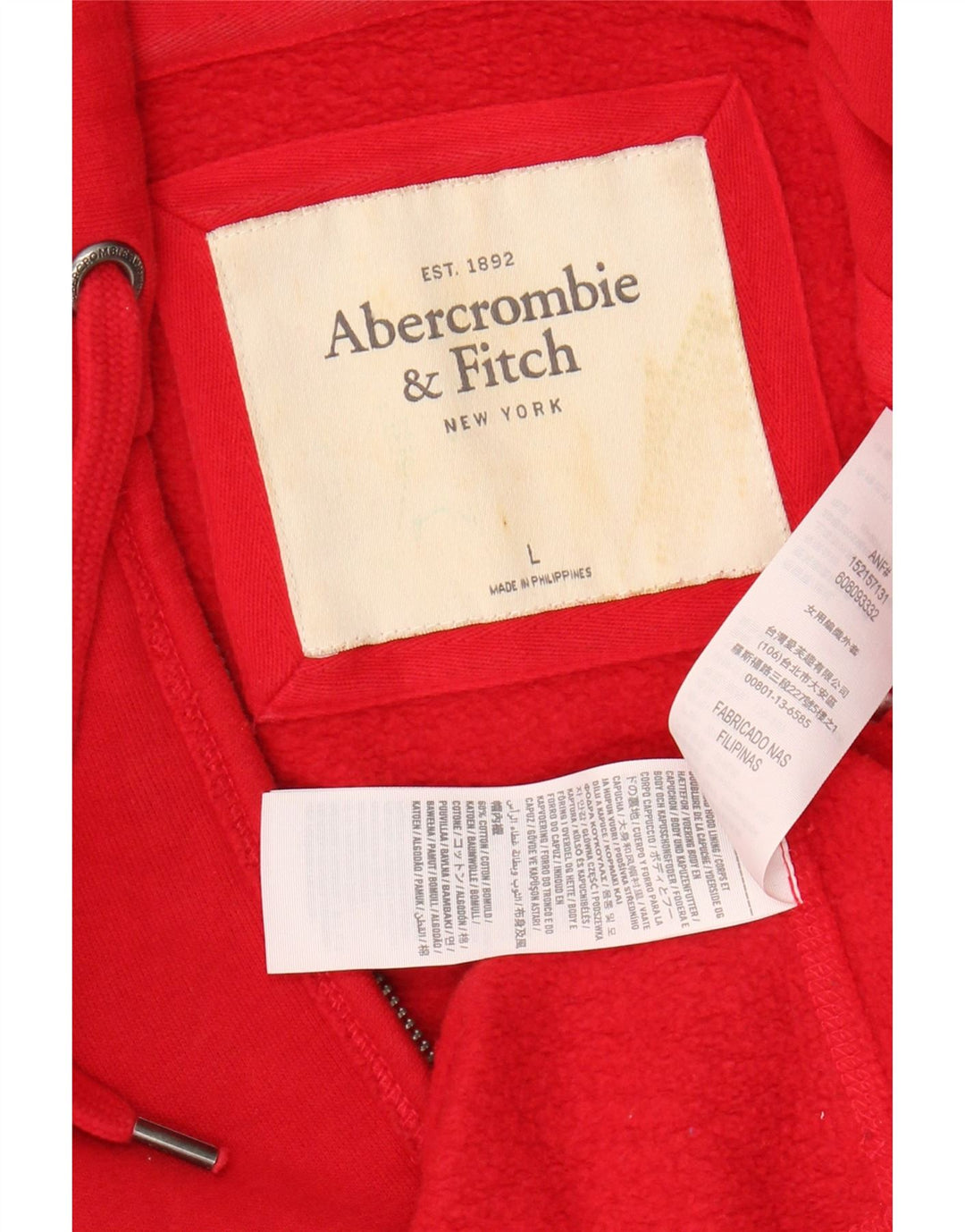 ABERCROMBIE & FITCH Γυναικείο πουλόβερ με κουκούλα με φερμουάρ UK 16 μεγάλο κόκκινο
