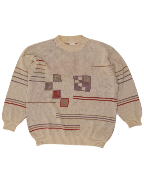 Vintage Ανδρικό πουλόβερ με λαιμόκοψη IT 48/50 Medium Grey Geometric
