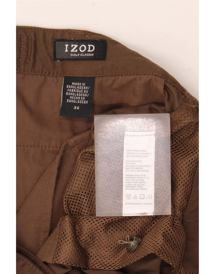 Ανδρικό σορτς Chino IZOD με καρφίτσες W34 μεγάλο καφέ πολυεστέρα
