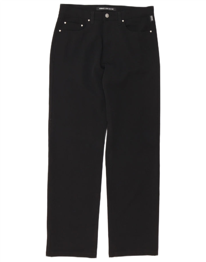 VERSACE Ανδρικό ίσιο παντελόνι casual IT 46 Small W32 L30 μαύρο πολυεστέρα