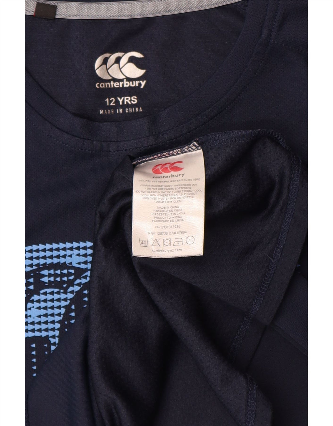 Γραφικό μπλουζάκι για αγόρι CANTERBURY Top 11-12 ετών Navy Blue Polyester
