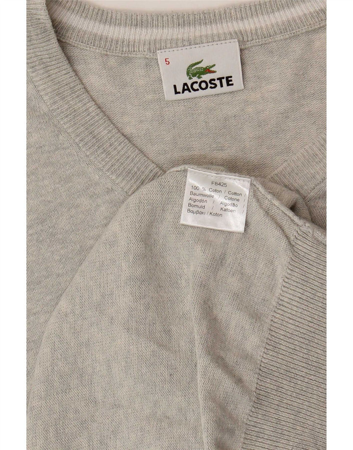 Ανδρικό πουλόβερ Lacoste με λαιμόκοψη, μέγεθος 5, βαμβακερό γκρι μεγάλο