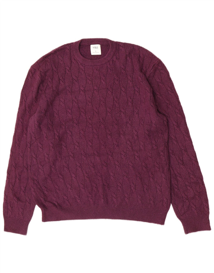 Ανδρικό πουλόβερ Marks & Spencer Crew Neck Jumper XL Purple Polyamide
