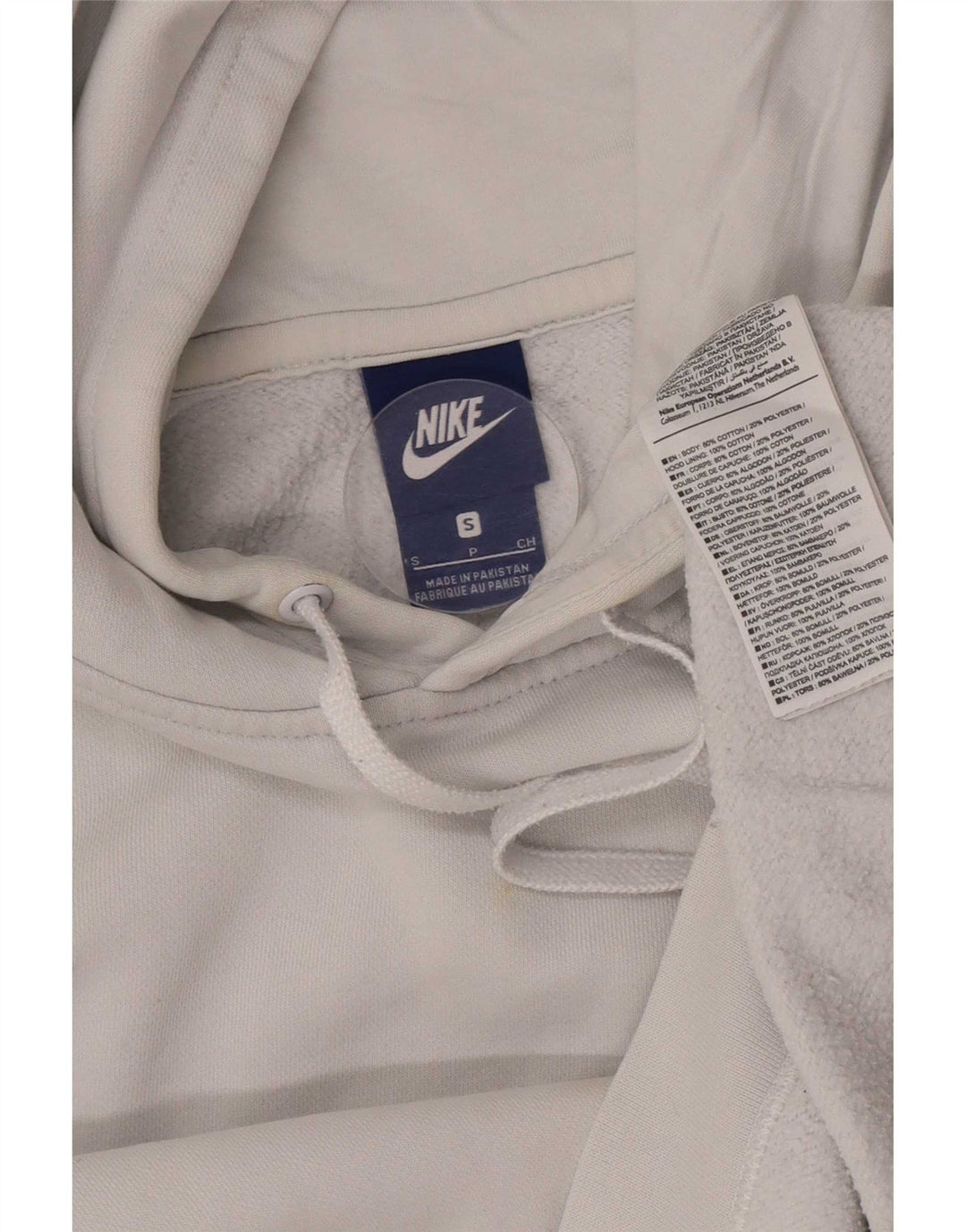 Ανδρικό μπλουζάκι με κουκούλα Nike, μικρό λευκό βαμβακερό