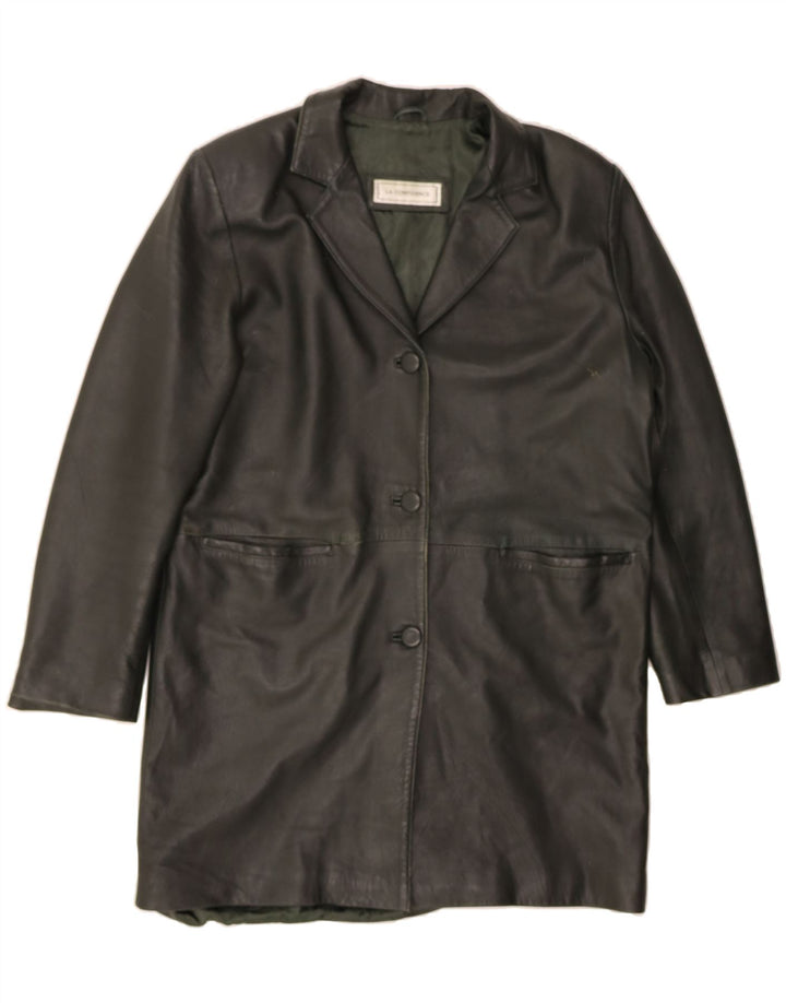 VINTAGE Womens Leather Coat UK 16 Large Green Leather Vintage Vintage and Second-Hand Vintage from Messina Hembry 