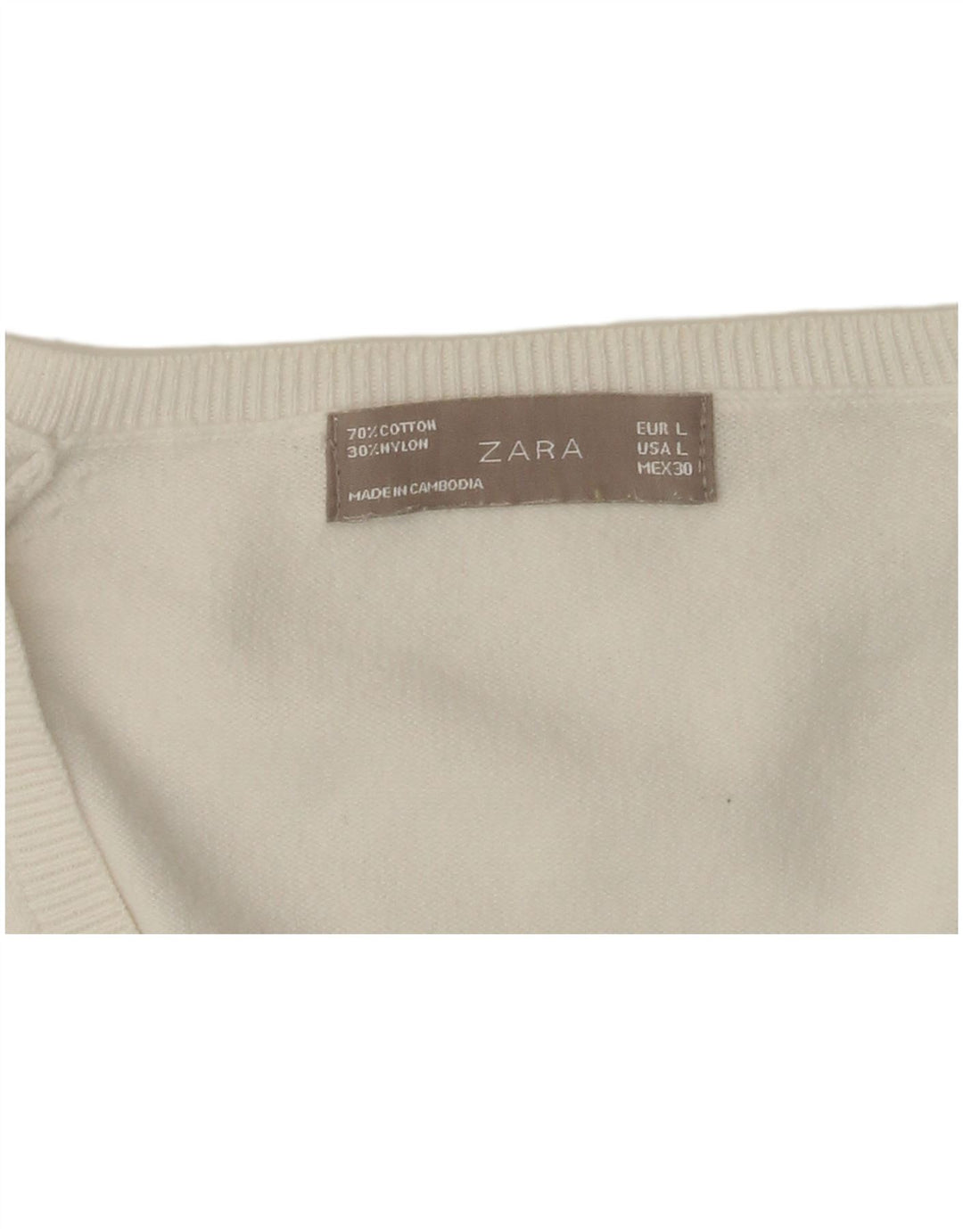 Γυναικείο πουλόβερ ZARA με V λαιμόκοψη UK 14 Large White