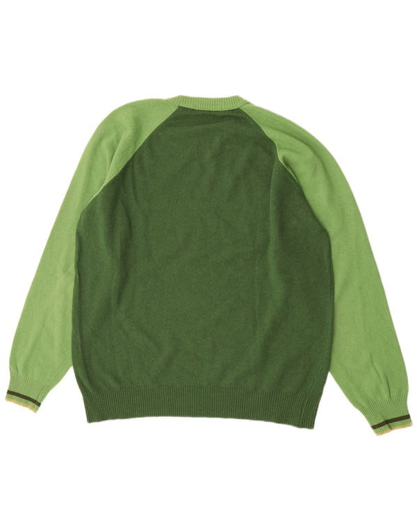 Catbalou Ανδρικό πουλόβερ με λαιμόκοψη με μεγάλο πράσινο ριγέ μαλλί