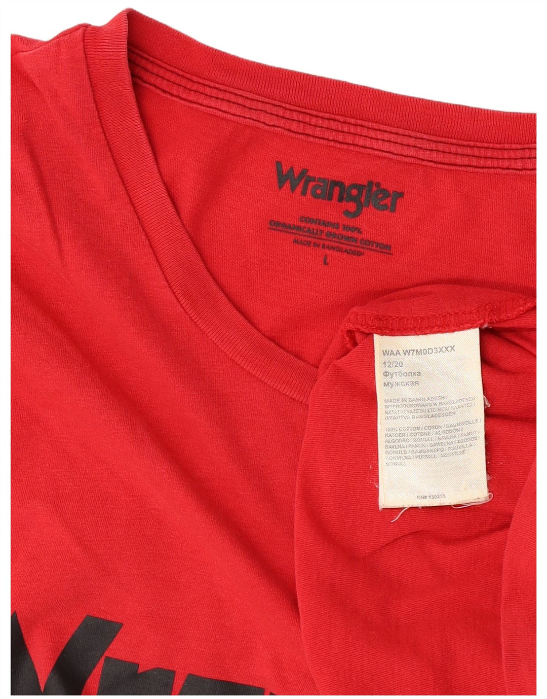 Ανδρικό γραφικό T-Shirt Wrangler Top μεγάλο κόκκινο βαμβακερό