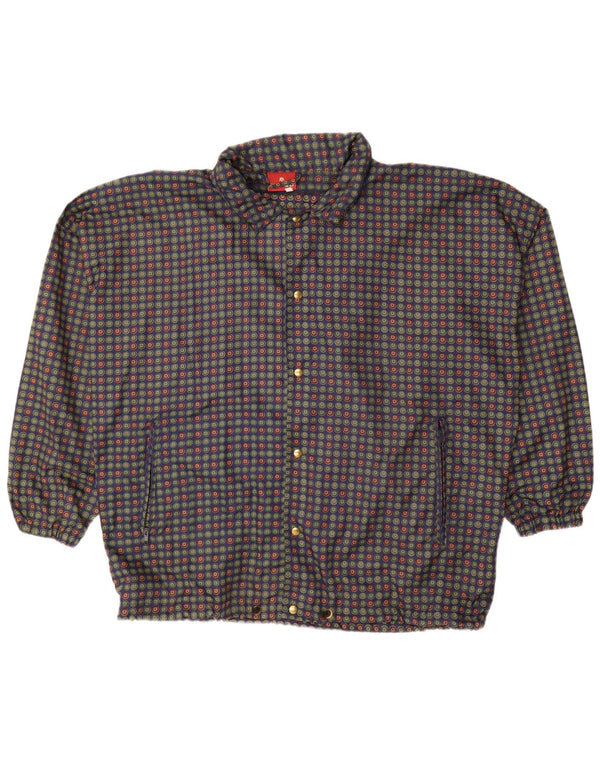 VINTAGE Ανδρικό Oversized Bomber Jacket UK 40 Μεγάλο Μπλε Πουά