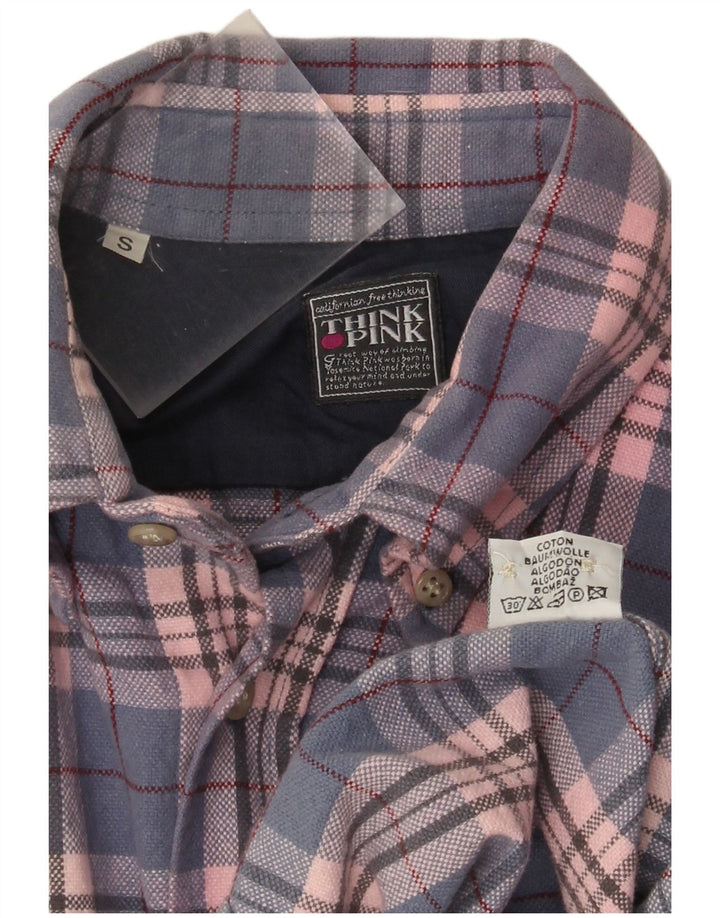 Ανδρικό πουκάμισο Think Pink Flannel Small Pink Check Cotton