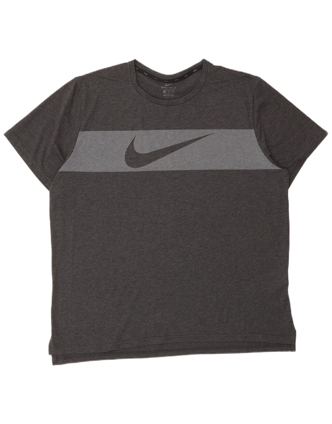 Ανδρικό γραφικό μπλουζάκι NIKE Dri Fit 2XL Γκρι βαμβακερό ριγέ