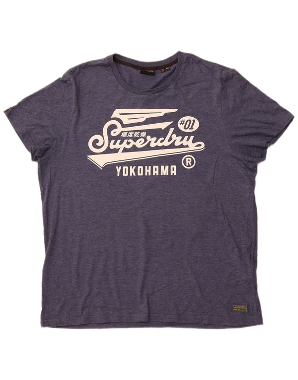 Ανδρικό γραφικό T-Shirt Superdry Top 3XL Navy Blue Pinstripe Βαμβακερό
