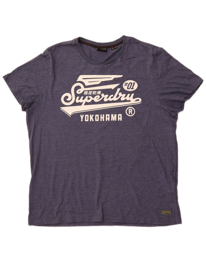 Ανδρικό γραφικό T-Shirt Superdry Top 3XL Navy Blue Pinstripe Βαμβακερό
