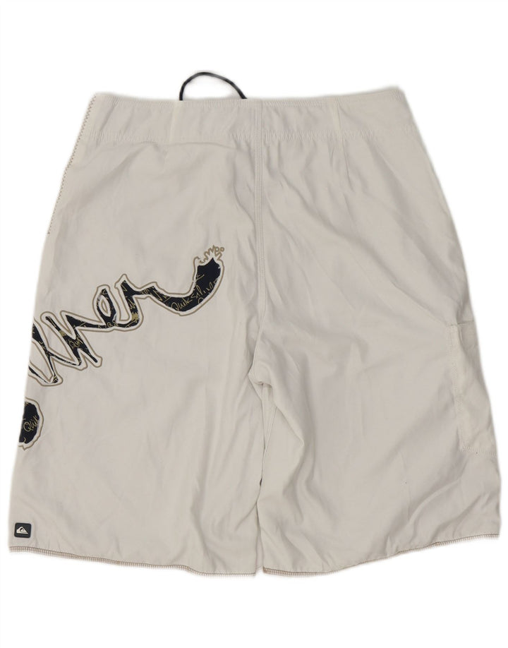 Ανδρικό γραφικό σορτς κολύμβησης Quiksilver, μεσαίο λευκό πολυεστέρα